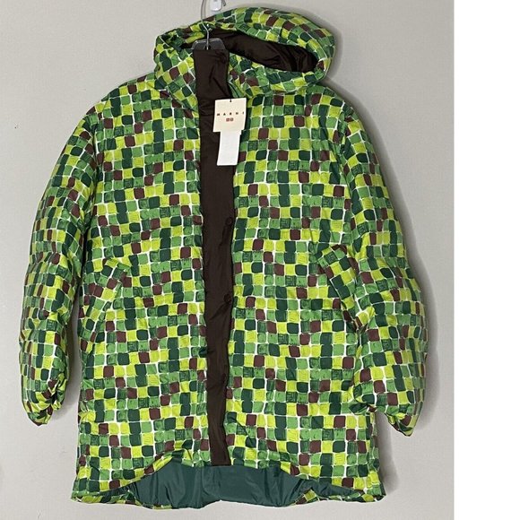 UNIQLO Down Oversized Hooded Coat (Printed, MARNI) XL new with tag nwt green - Picture 4 of 13